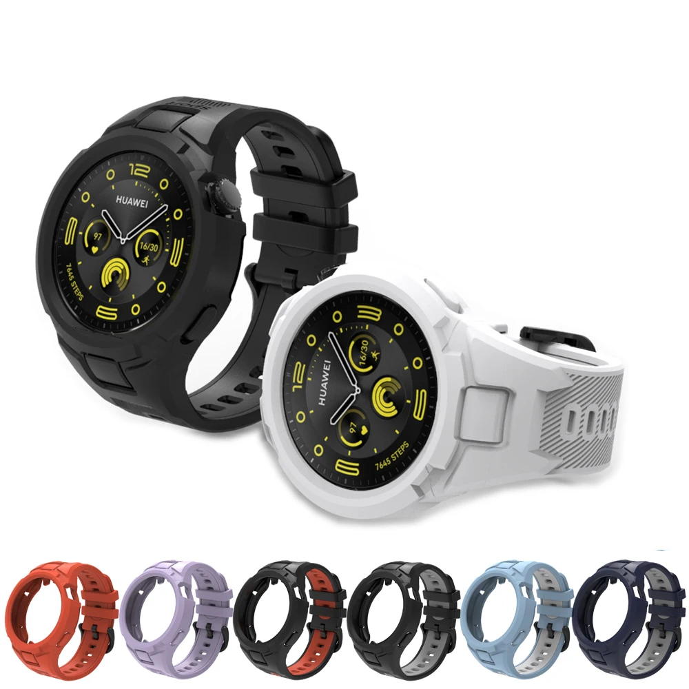 Tpu quadro escudo capa protetor de pulseira de pulso para huawei relógio gt 5/4/3 gt5 gt4 46mm 41mm gt3 42mm cinta banda pulseira caso