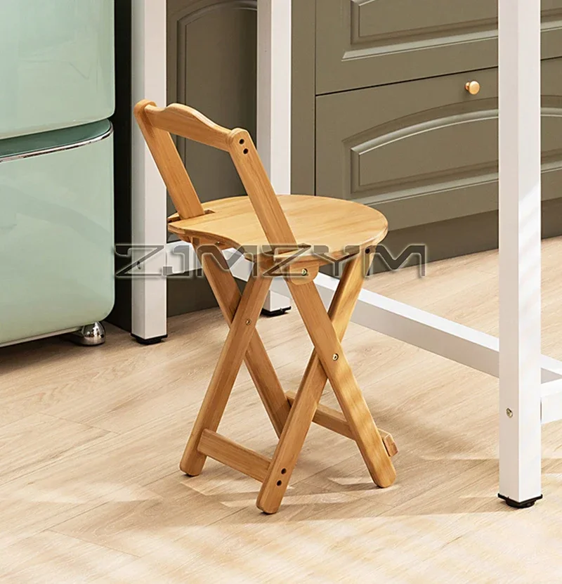 Bar Chair Portable High Bamboo Foldable Counter Stool Space Saving With Backrest Sgabello Cucina Kitchen Furniture Bar Stools - Image 4