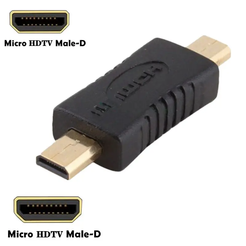 Mini adaptador compatível com HDMI, interface masculina e feminina, tipo C, tipo D