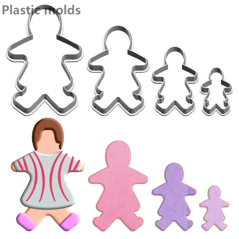 Four Specifications Cartoon Gingerbread Human Big Girl,Plastics Mould,Cake Fondant Tool,Cookie Sushi and Fruits Cutters