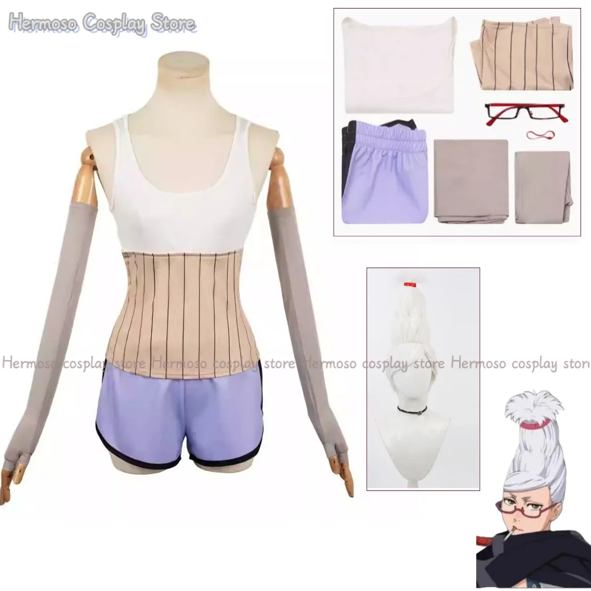 Customized Dandadan Seiko Ayase Cosplay Costume Girls Sexy Vest Shorts Sockings Glasses Wigs Set Halloween Christmas Party Suit