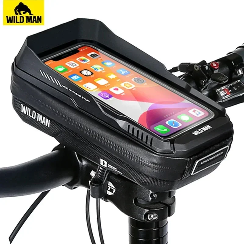 WILD MAN mobile phone rain proof and sunshade bicycle handle bag front phone holder touch screen bag