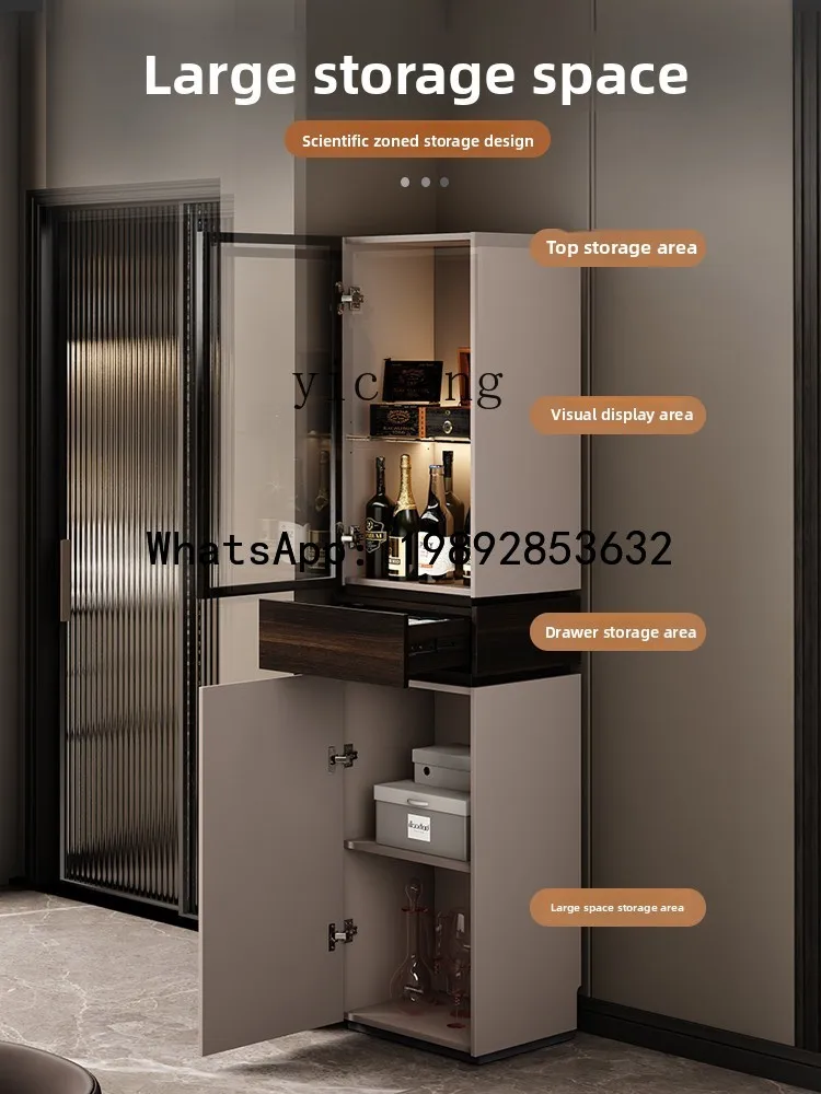 

Italian minimalist corner cabinet wine living room storage cabinet corner cabinet glass door