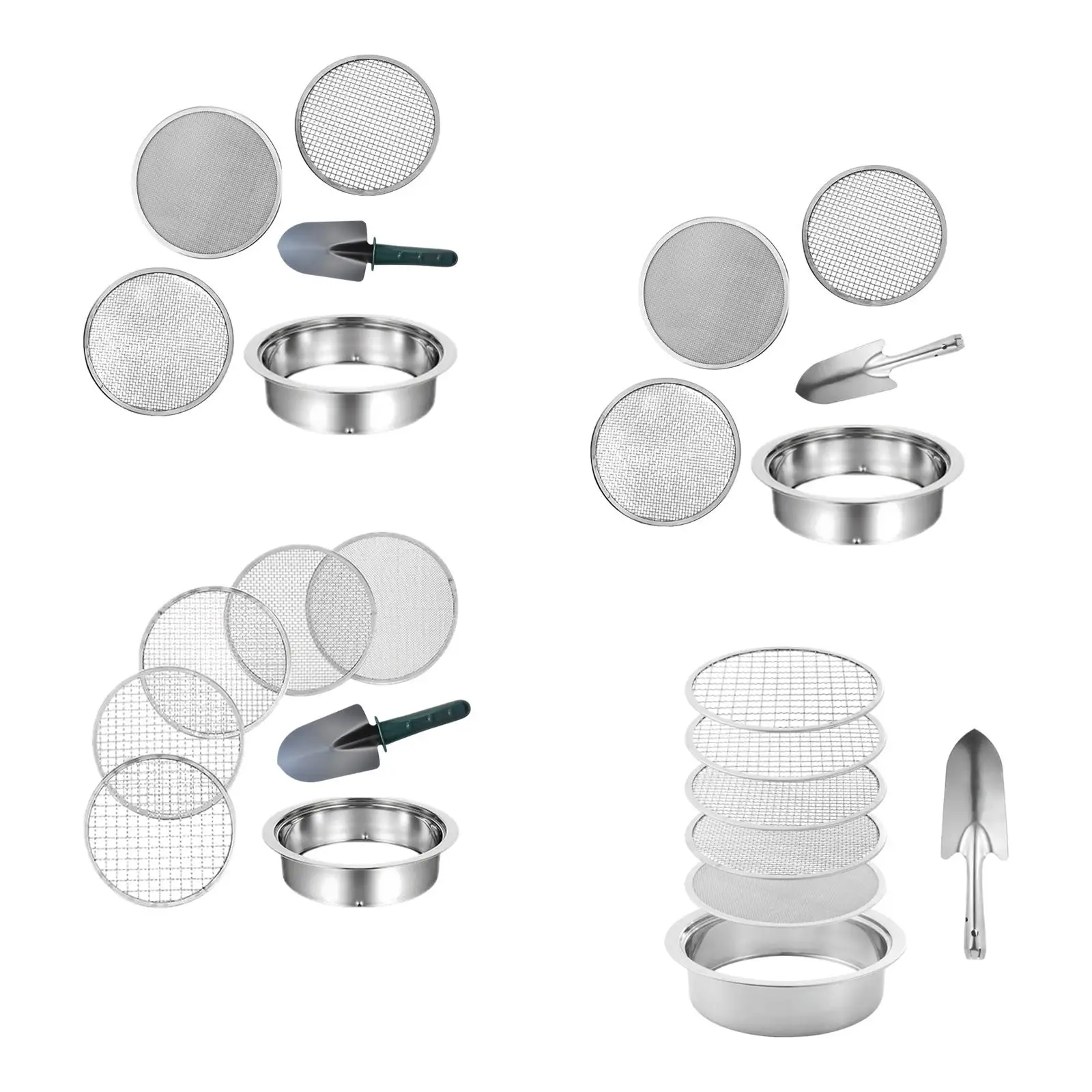 Set with Interchangeable Meshes Tool Garden Riddle Sieve for Potting Topsoil Rocks Sand Gardening