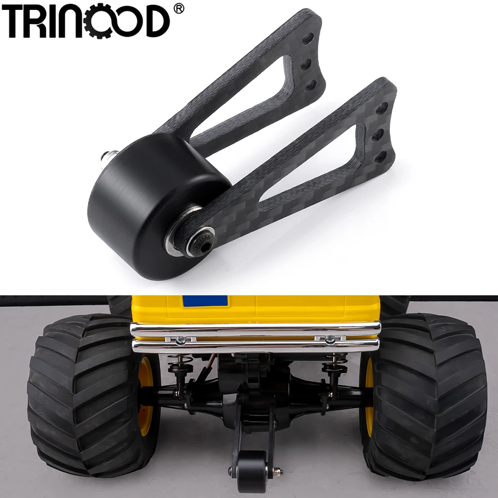TRINOOD Alu CF Wheelie Bar Anti-Flip Roll Over Protection Rear Stabilizer for 1/12 Tamiya Lunch Box 57409 Upgrade Parts