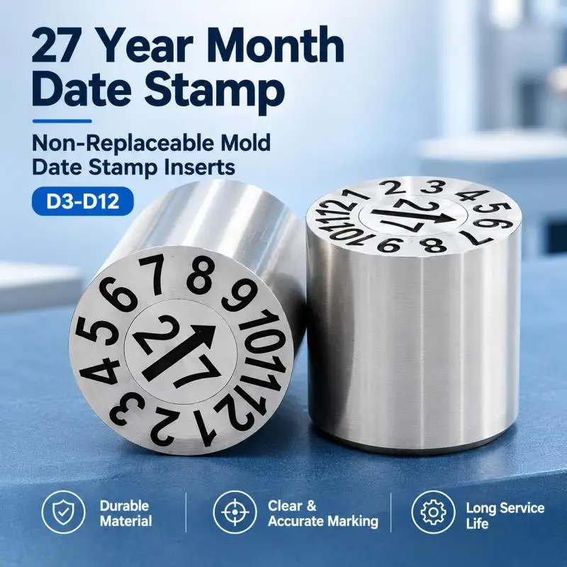 5PCS 27 Year Month date stamp Non-Replaceable Mold Date Stamp Inserts D3-D12  for Injection Mold