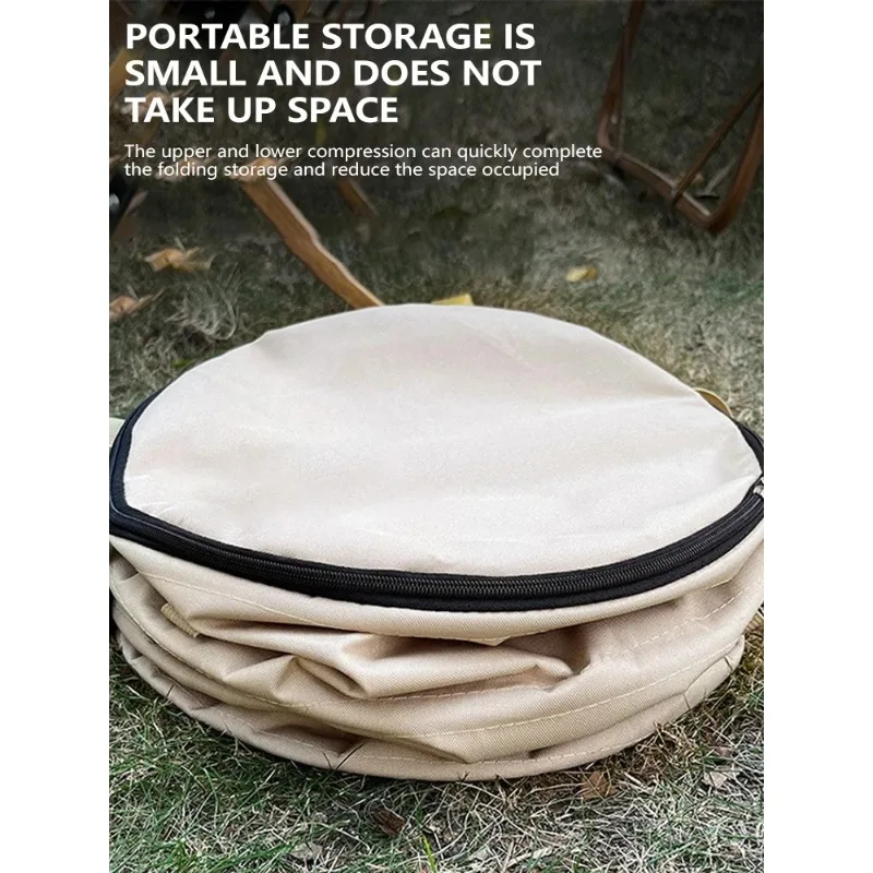 Picture 6: Camping Trash Can Pop-up Circular Storage Pail Canvas Foldable Recycling Bin Outdoor Garbage Garden Yard Garbage Bag