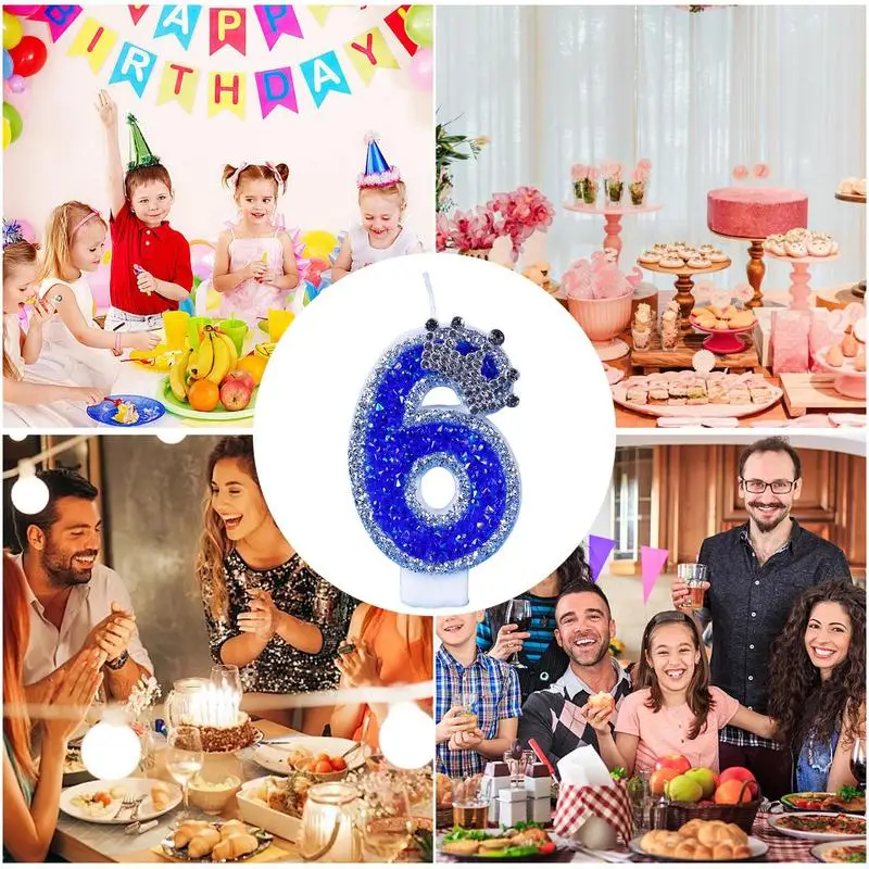 بريق شموع عيد الميلاد أرقام 0-9 عدد شموع الكيك باللون الأزرق ثلاثية الأبعاد شكل كعكة توبر الديكور لموضوع انعامات الزفاف