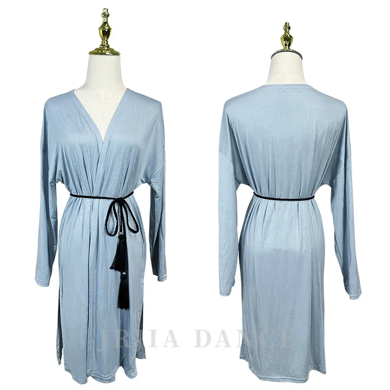 Latin Dance Cardigan Modal Long Coat Long Sleeves Women Practice Clothes Rumba Latin Dance Clothing Adult Side Split DNV18846