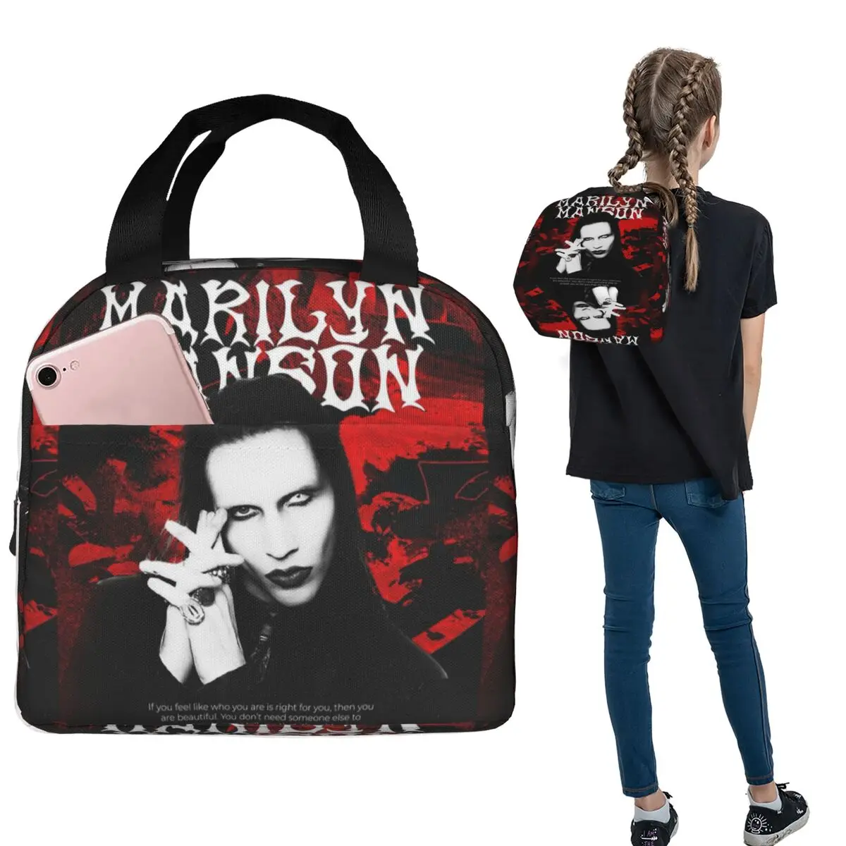 New Arrival Marilyn Manson The Golden Age Of Last Music Insulated Lunch Bag for Women Children Food Boxes Thermal Lunch Box Tote