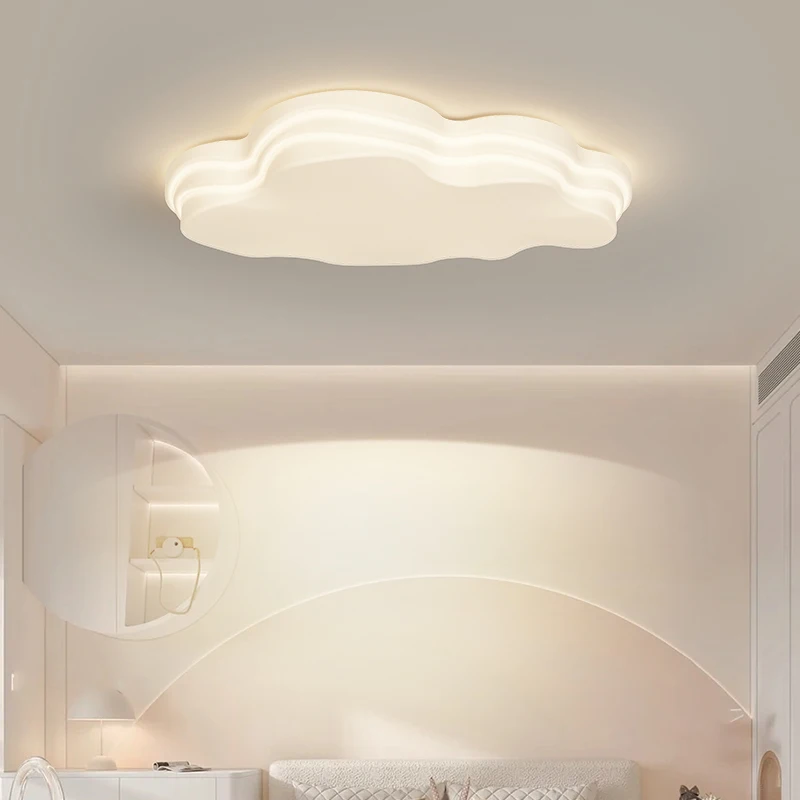 Cloud Ceiling Lamp Modern Simple Cream Style Warm Room Light Full Spectrum Bedroom Ceiling Light Remote Control LED Lighting