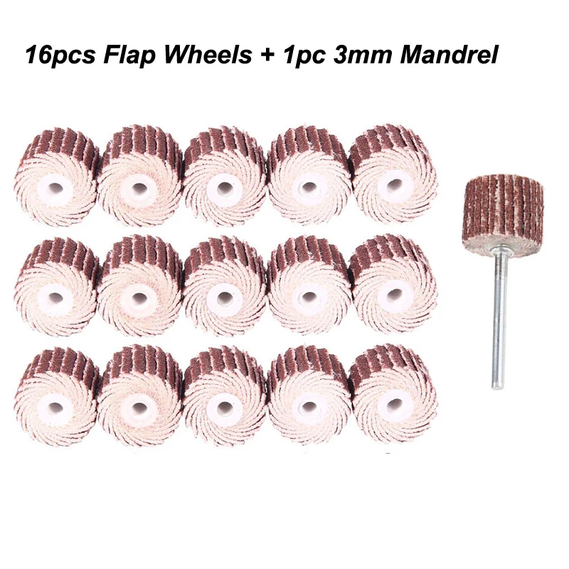 16Pcs Sanding Flap Wheel Set 3mm (~1/8