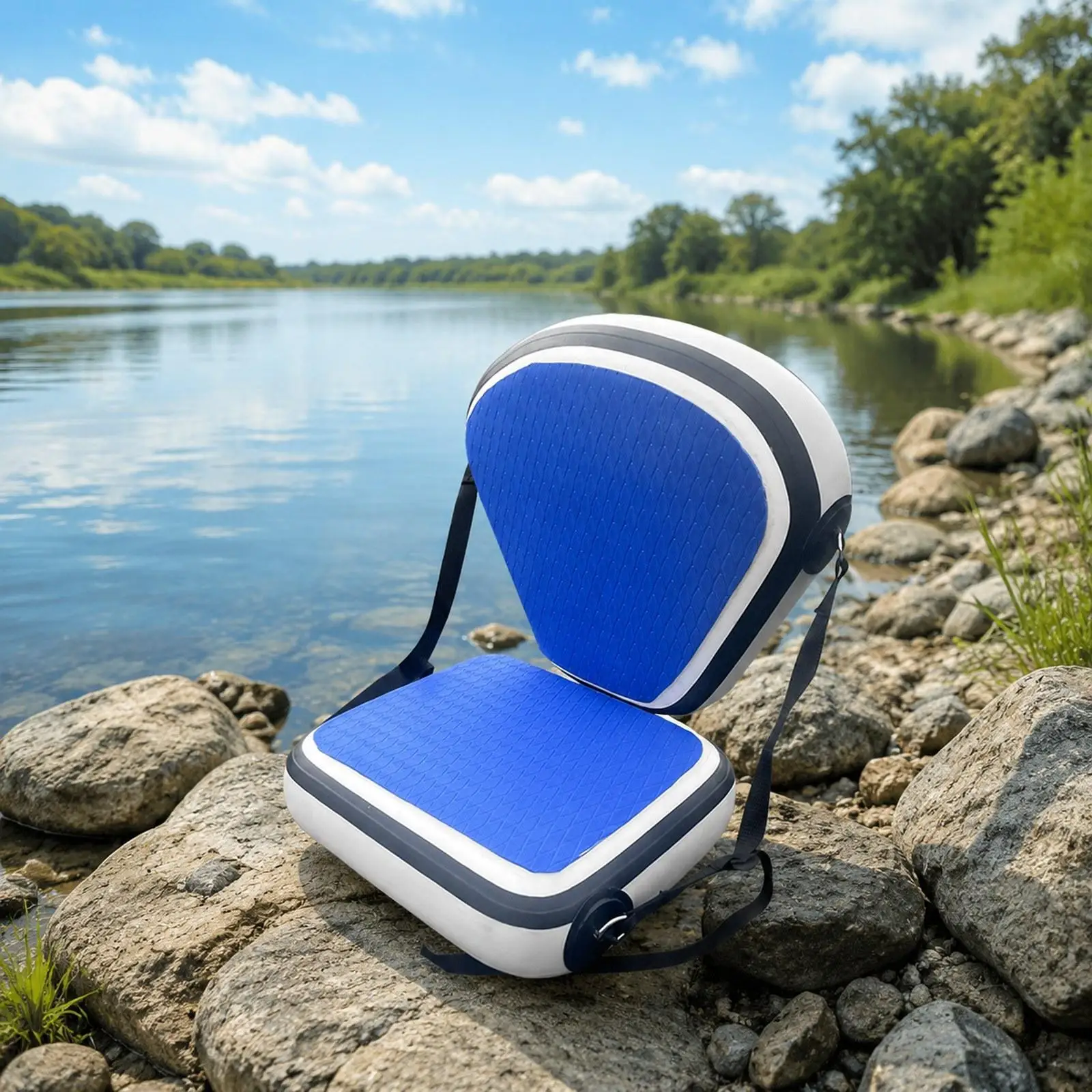 Premium Inflatable Kayak Seat with Backrest Support Adjustable Straps Kayaking Accessory for Canoe Paddleboard
