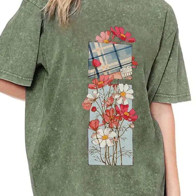 

Cool Graphic Print T-Shirt Women Casual Y2K Style Washed Cotton Top Unisex Fit Everyday Comfy Gym Ready Customscool