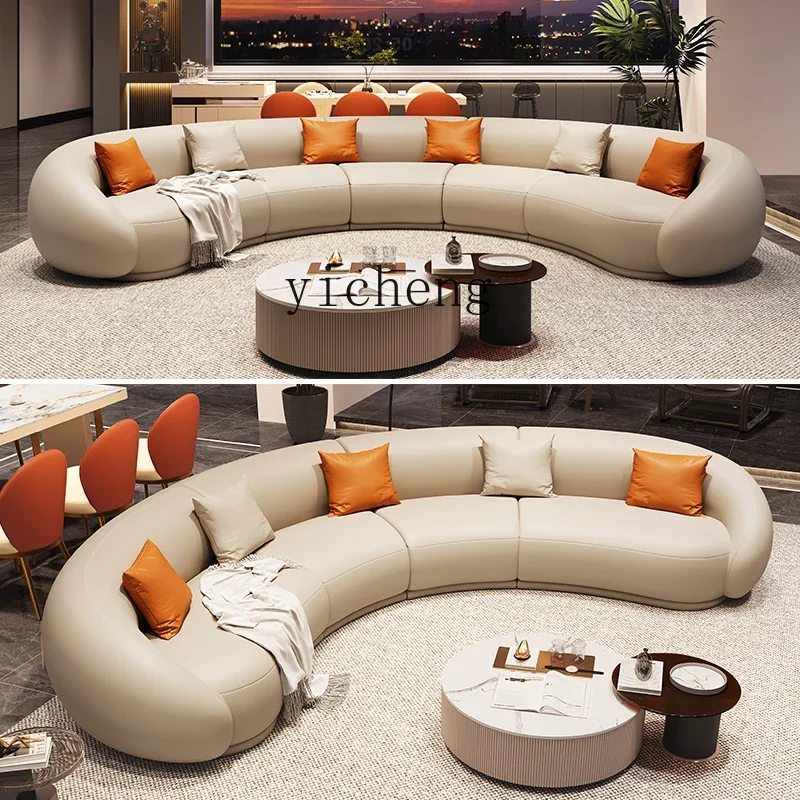 XL moon curved leather sofa living room modern light luxury banana sofa