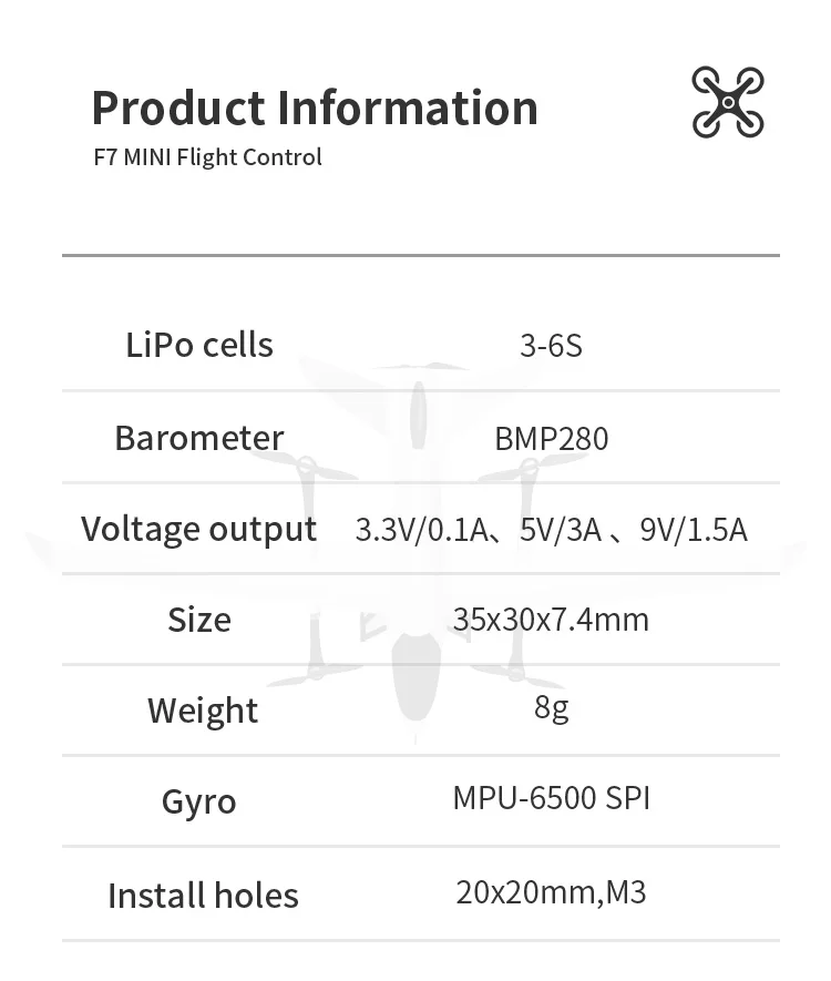 Flycolor F7 Mini RC FPV سباق الطائرة بدون طيار التحكم في الطيران 3-6S يبو 5 فولت 3A 9 فولت 1.5A BMP280 بارومتر الملحقات البلاستيكية