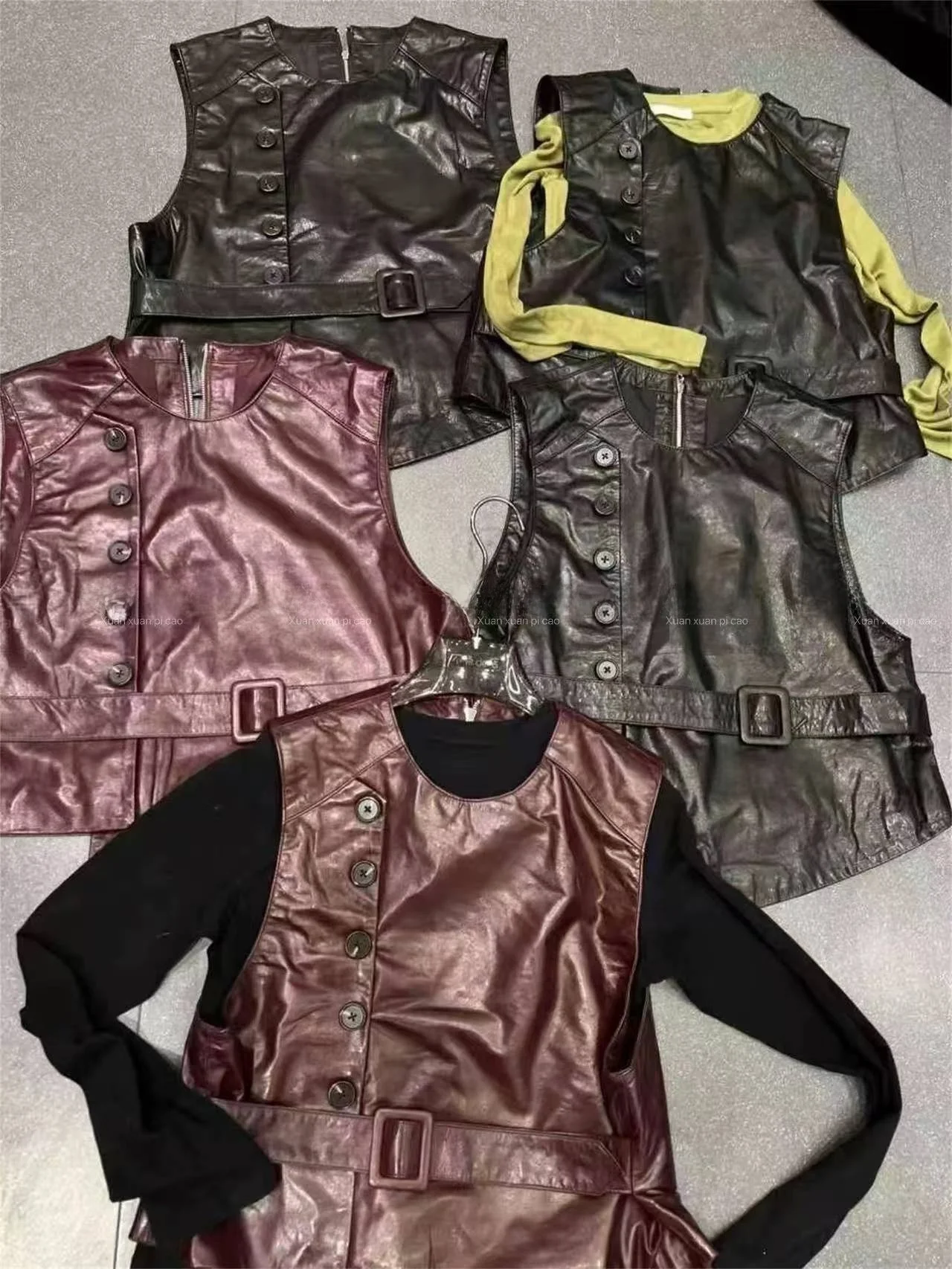 

2025 New Women's Genuine eepskin Leather Vest ort Svel Jaet Slimming Versatile Trendy Commute Sle Autumn Faion