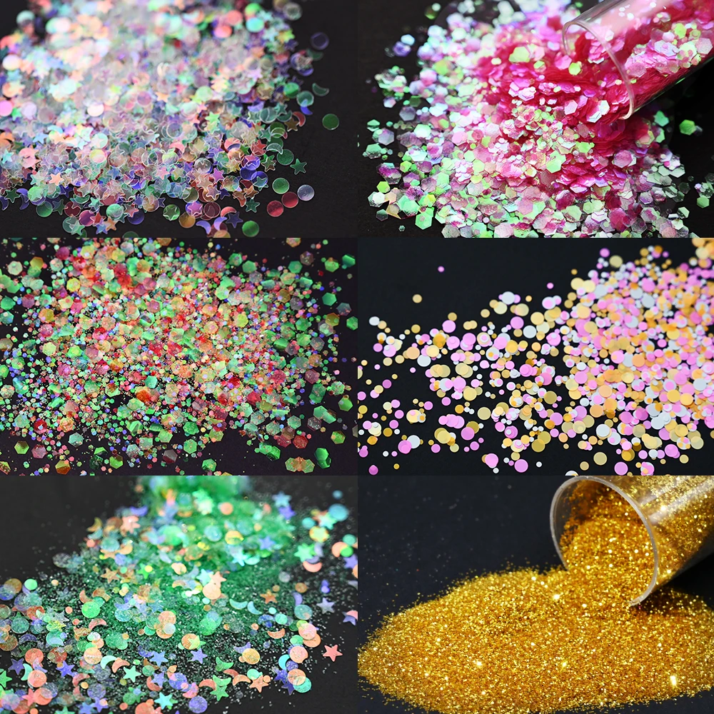 20Colors/Set Laser Glitter Face Body Makeup Chunky Glitter Sparkly Holographic Long Lasting Flake Sequins for Eye Lip Hair Nails