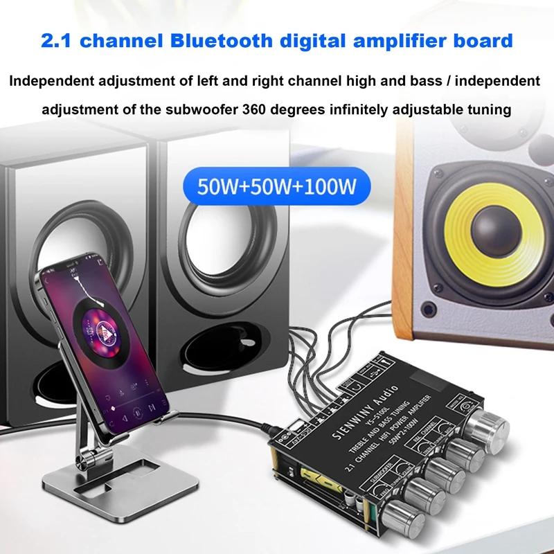 

YS-S100L Bluetooth 5.0 Subwoofer Amplifier Board 2.1 Channel Audio Amplifier Board Module Digital Power Amplifier Board