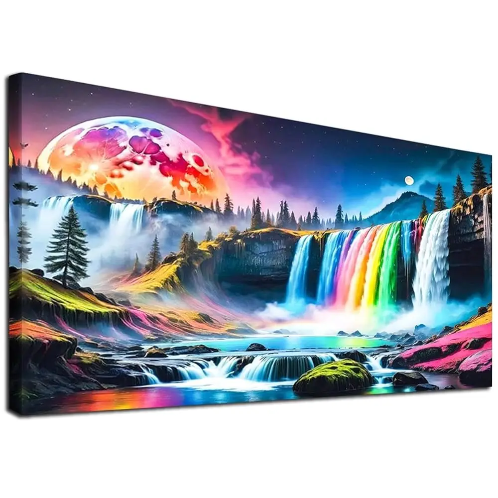 

Large Square Diamond Art Kits for Adults, Full Drill Waterfall 5D Diamond Painting Kits for Beginners, DIY Gem Art Picture f
