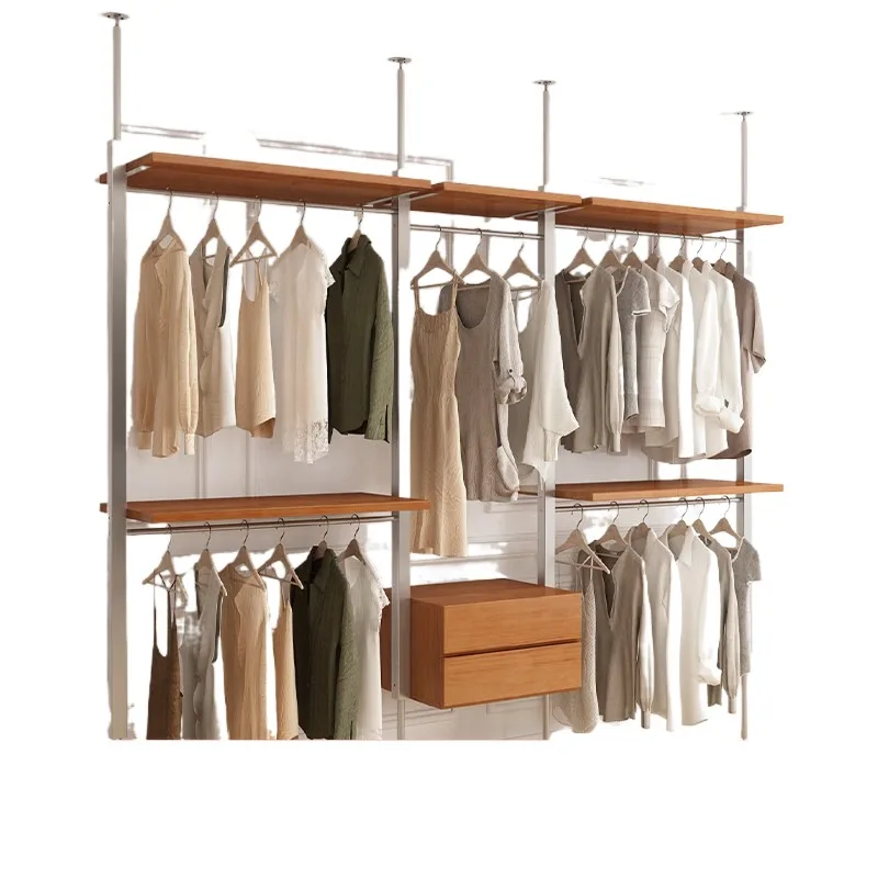Wardrobe Bedroom Home Cloakroom Shelf Assembly Hanging Metal Floor Hanger