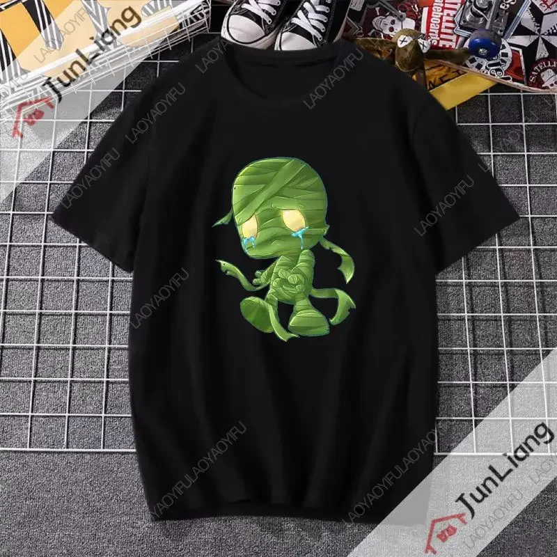 Fun Amumu Funny Print T-shirt Men's game Novelty shirt O collar short sleeve Fashion casual retro Y2K streetwear