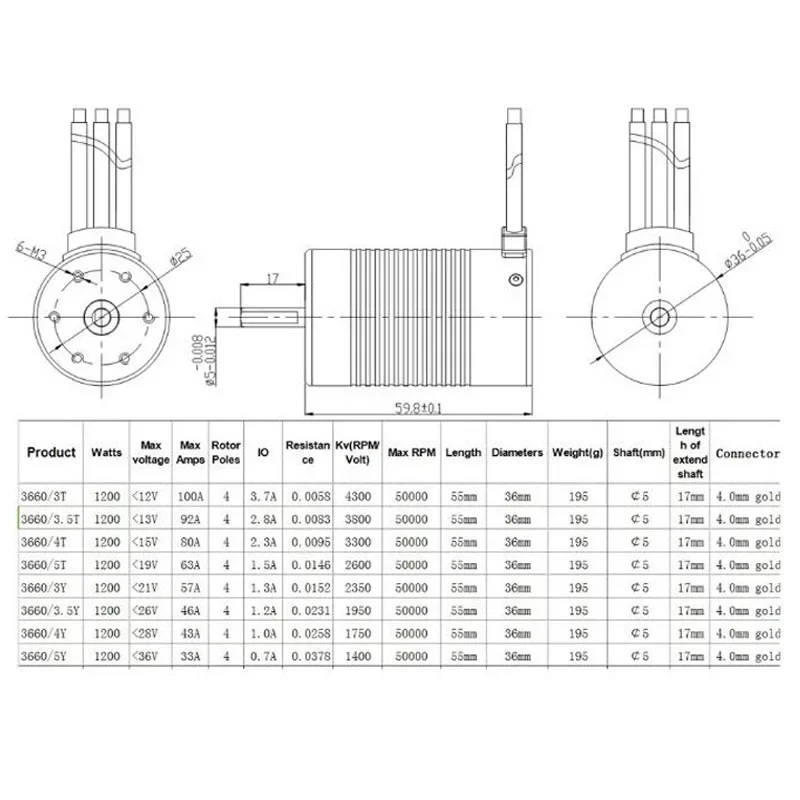 البلاتين مقاوم للماء 3660 4300KV/3800KV/3300KV/2600KV الاستشعار فرش السيارات مع 60A ESC عدة ل 1/10 RC سيارة شاحنة لعبة