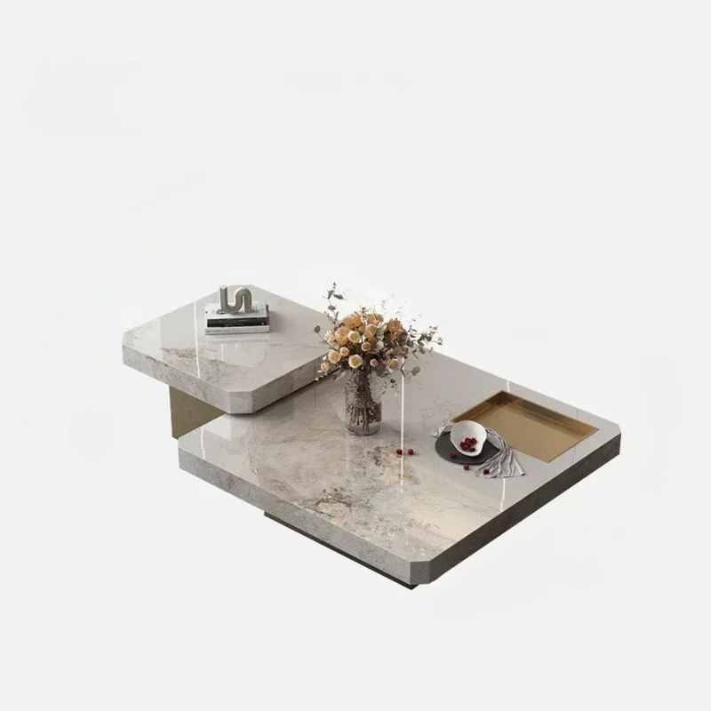 

Living Room Simple Square Combination Marble Minimalist Italian Light Luxury Silent Style Tea Table