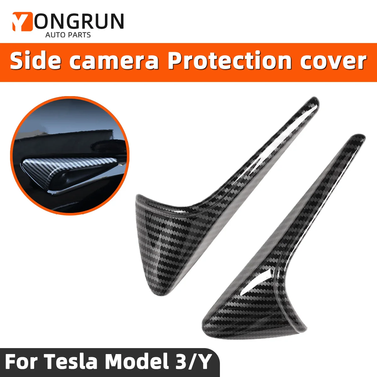 YONGRUN For Tesla Model 3 Model Y Fender Camera Cover Side Repeater Protector Cap Scratch Resistant Exterior Vehicle Accessories