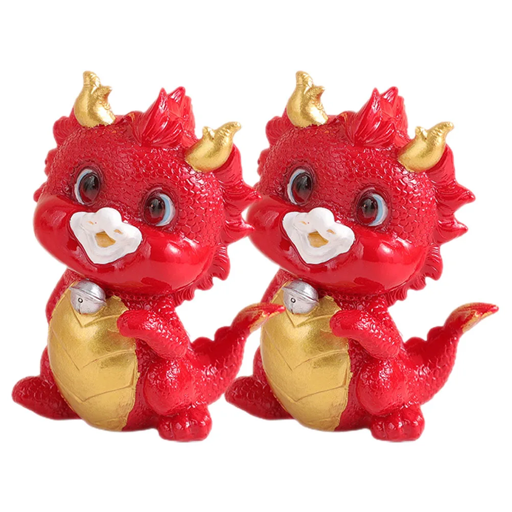 

2pcs Zodiac Dragon Figurines Resin Craft Decorations for Desk Chinese New Year Gift Tiny Dragon Statue Ornament