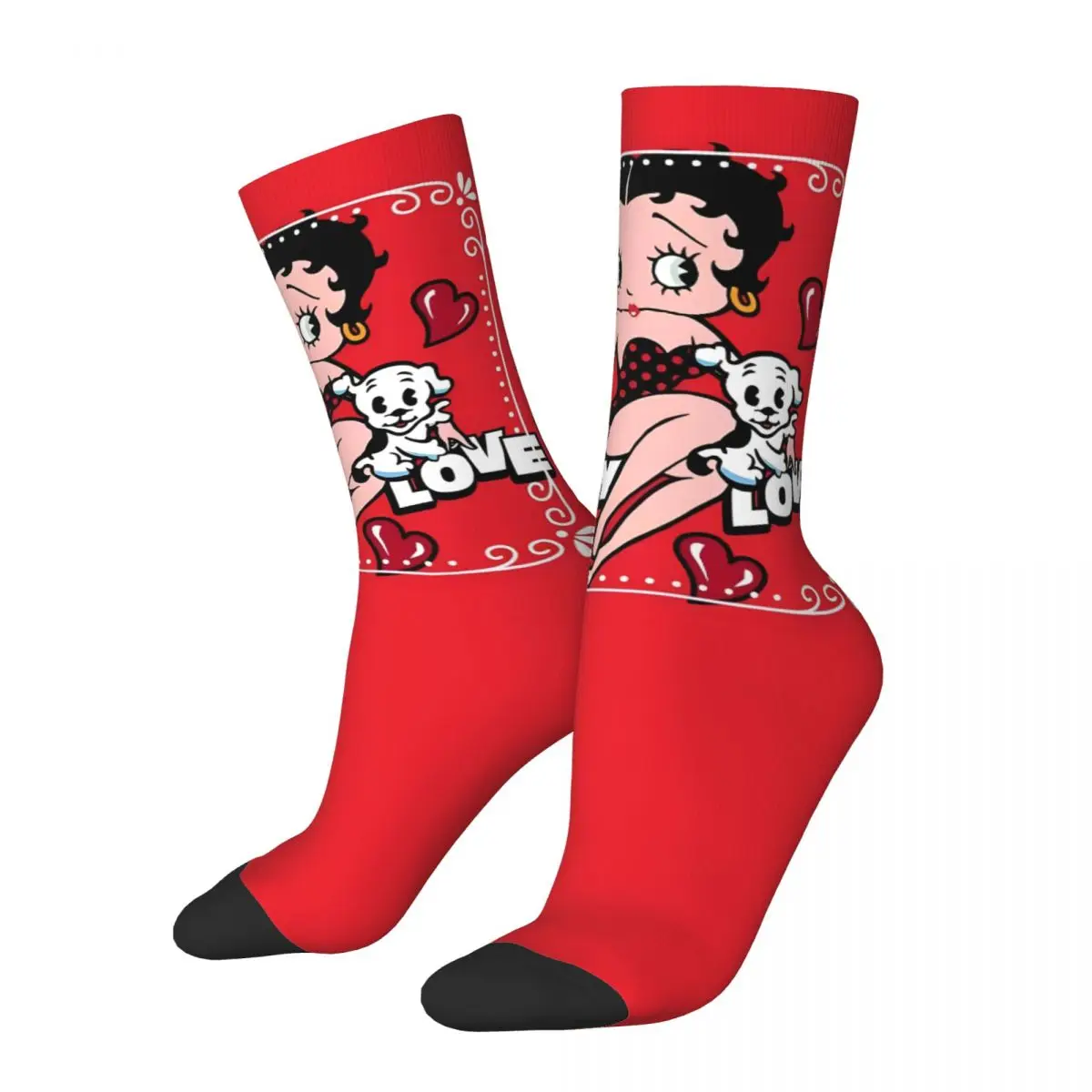 Mrs Boop Sokken Cartoon Vrijetijdskousen Lente Anti Zweet Unisex Mannen Sokken Comfortabele Grafische Hardloopsokken