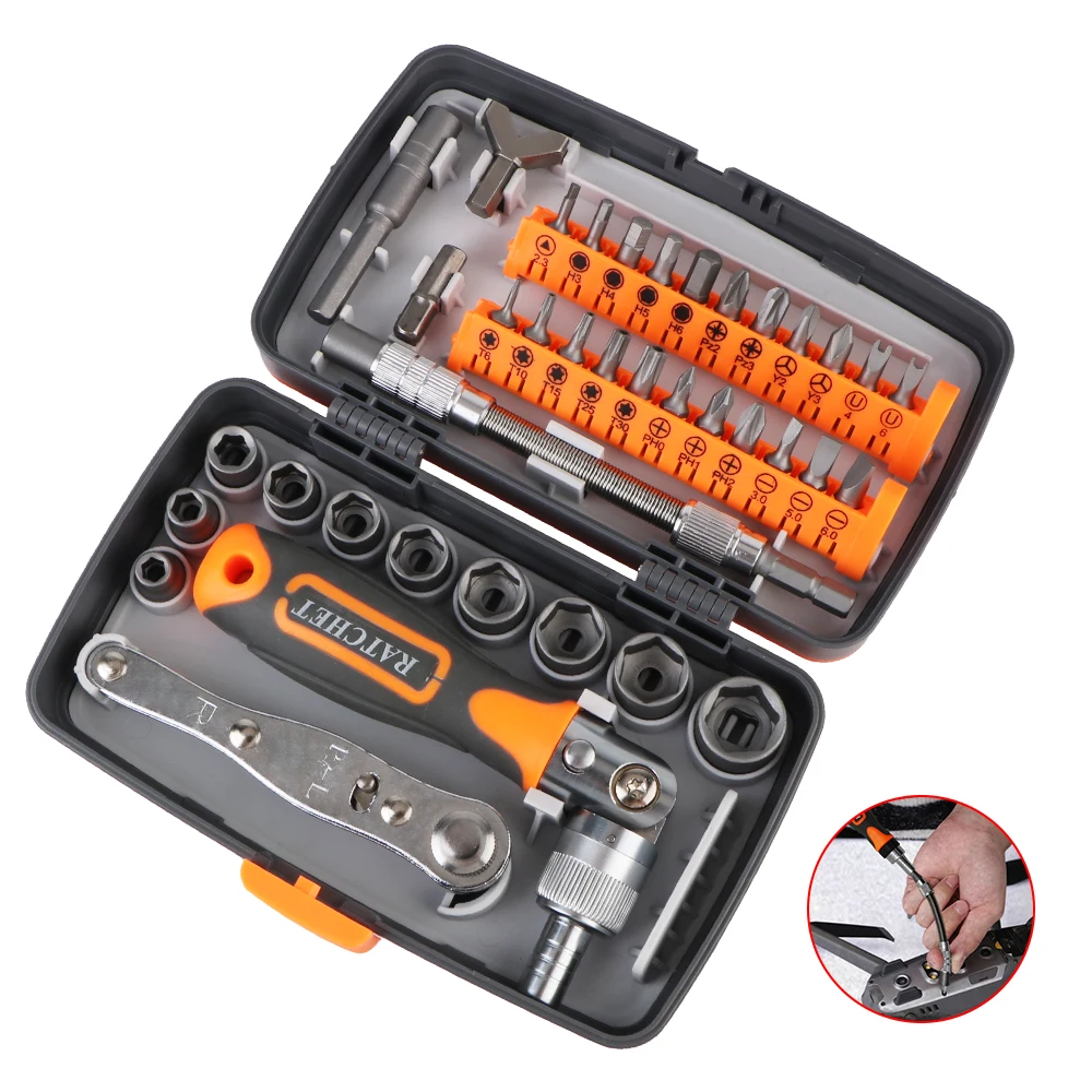 Plum Shaped Rice Word Screwdriver Set Household Hand Tool 1 set Ratchet Screwdriver Box 38 in 1 Multifunctional Magnetic