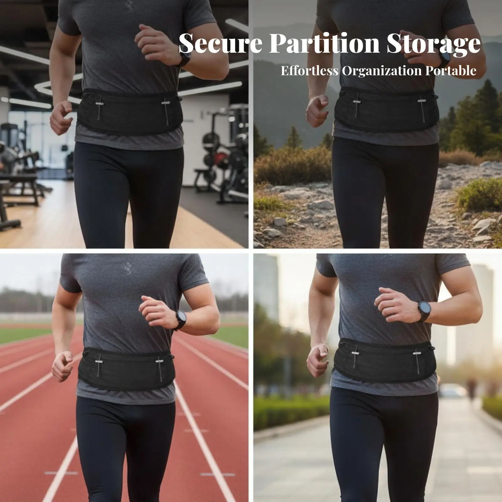 Running Waist Pack Adjustable Running Belt with Zipper Pockets Slim for Athletes