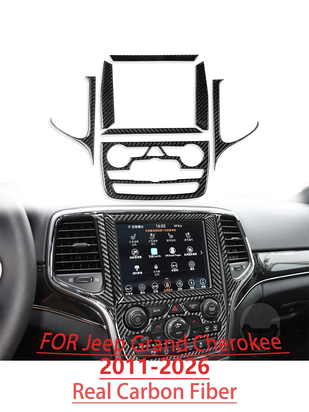 Carbon Fiber For Jeep Grand Cherokee 2011–2026 Car Center Console Navigation Buttons Trim car Sticker Interior Accessories