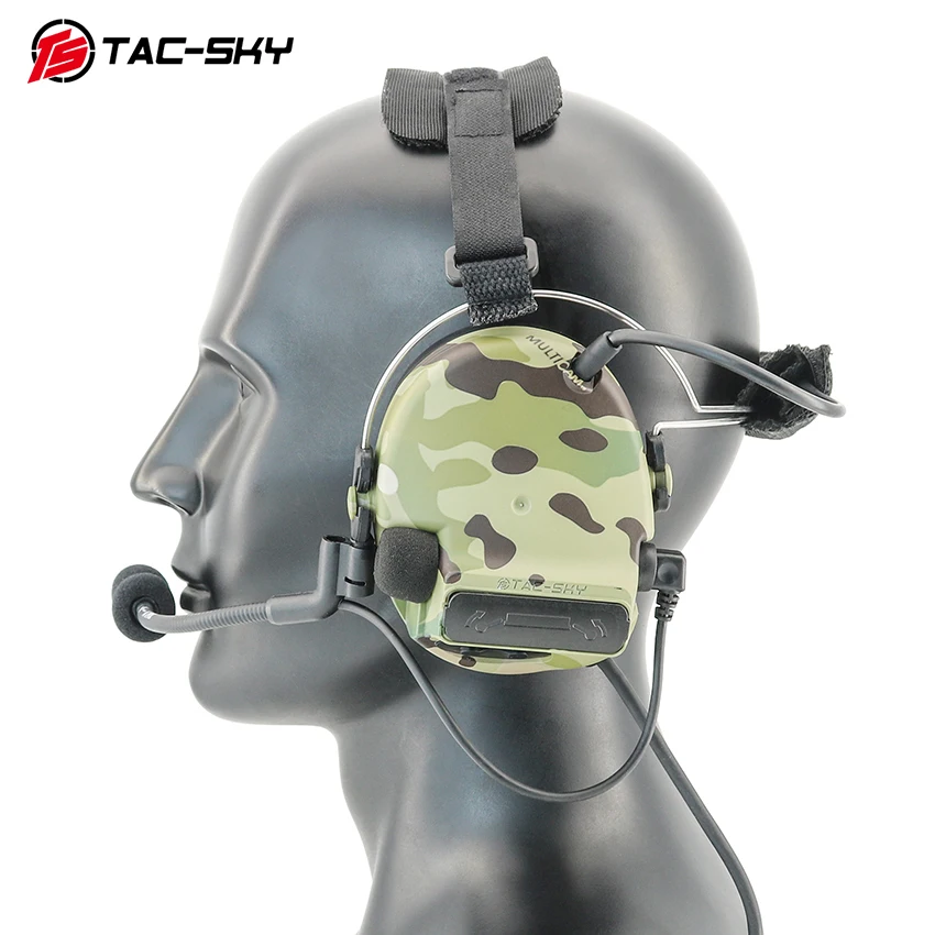 TAC-SKY Headband TACSKYC3 Outdoor Hunting Shooting Headset Walkie-Talkie Earmuffs Noise-Canceling Airgun Headphones MC