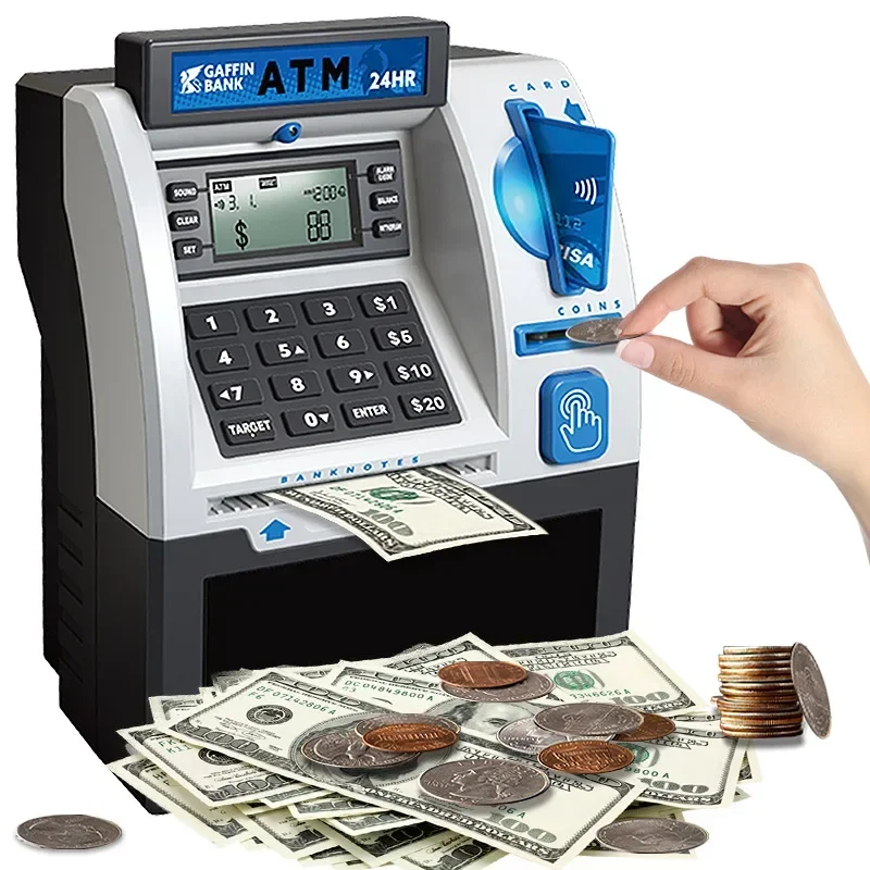 Simulation Digital Bank Safe Password Mini ATM Machine Children Education Toy Money Saving Piggy Bank Machine Toys for Kid Gifts