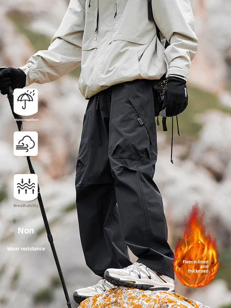 

Coloretto Men's Outdoor Climbing Thiened Fce Lined Casual Pants Tee-Proof Cargo Trousers Faionable Workwear