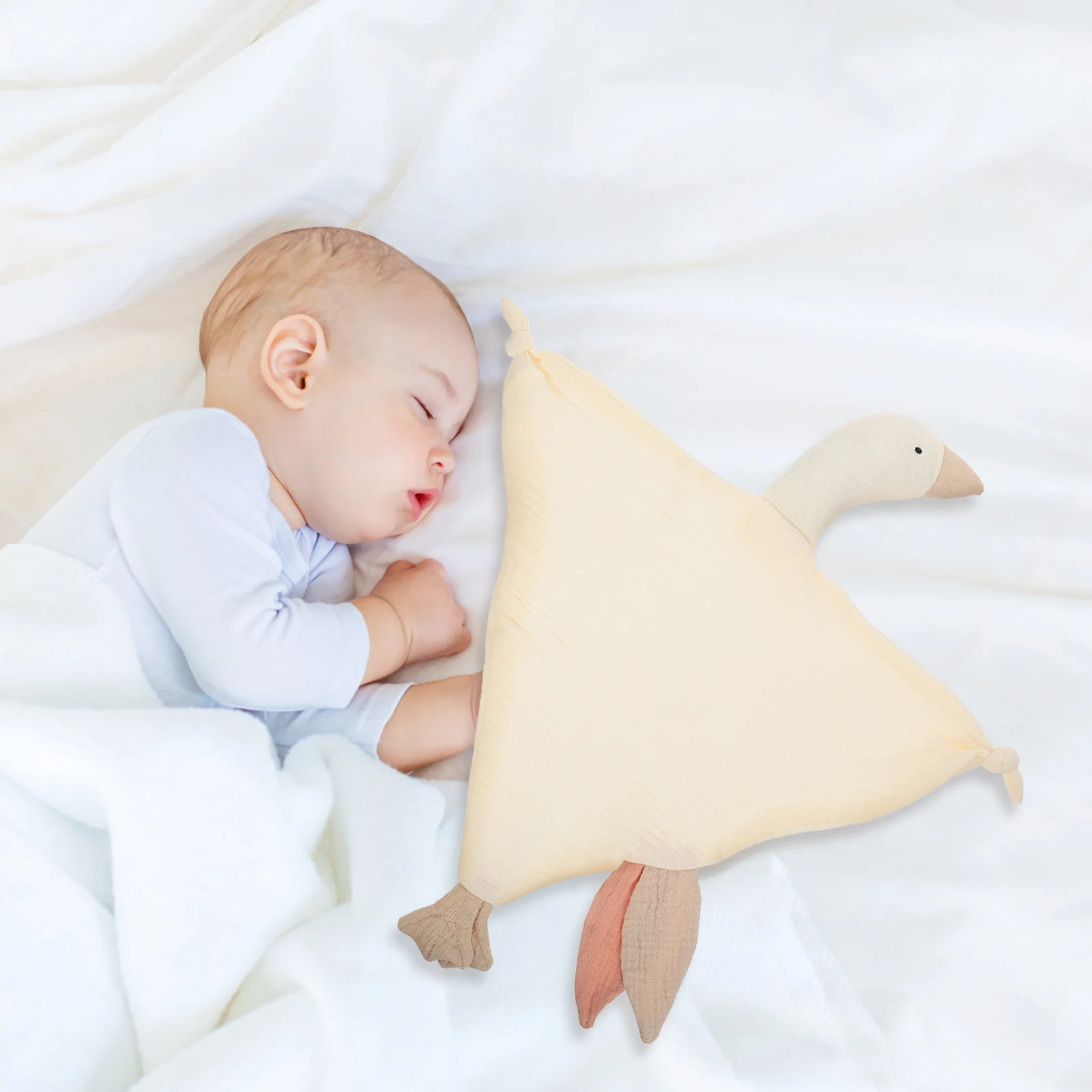 Beruhigende Schwanen-Handpuppendecke für Babys, Kleinkinder, Kleinkinder, weich, bequem, Schlafhilfe, Sicherheitsbefestigung, klein, dekorativ