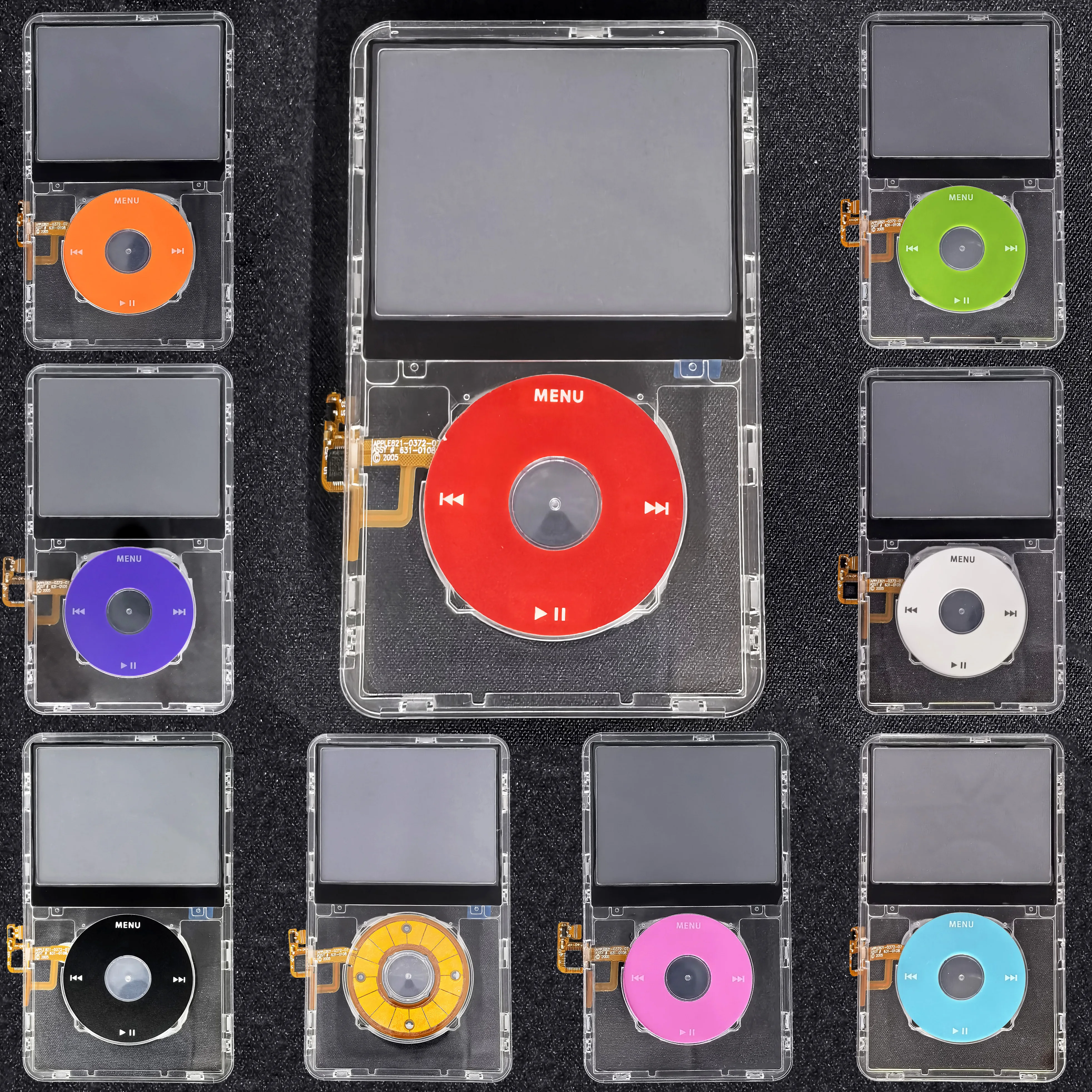 Plaque frontale transparente, boîtier avant Transparent avec bouton flexible de roue de clic pour iPod Classic 5e génération 5.5 vidéo 30 go 60 go 80 go