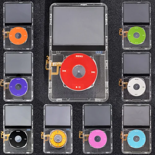 Placa frontal transparente, carcasa frontal transparente con botón flexible de rueda de clic para iPod Classic 5ta generación 5,5 vídeo 30GB 60GB 80GB