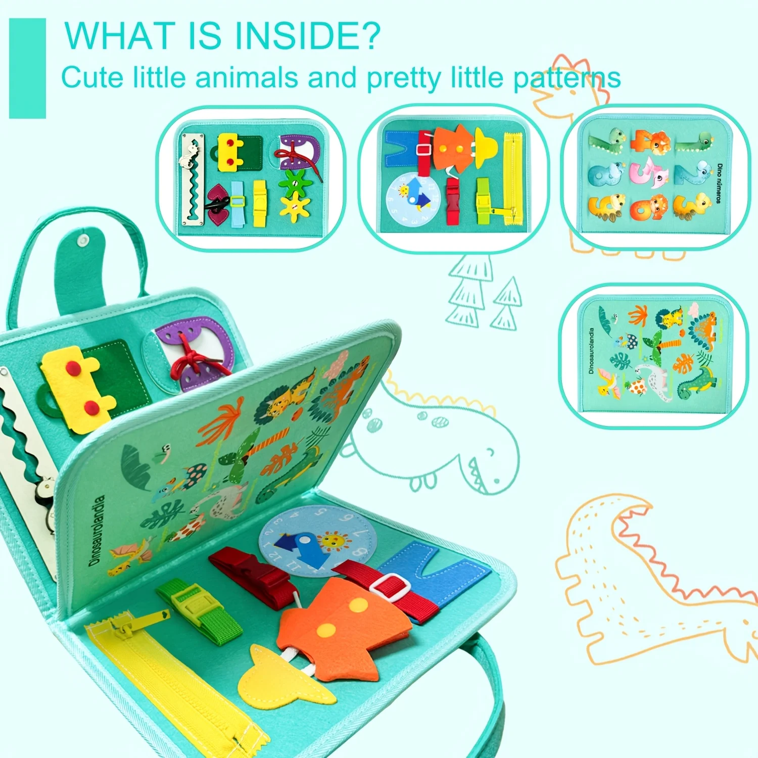 لوحة أنشطة حسية باللون الأخضر مكونة من صفحتين، لعبة كتاب هادئة، لعبة نصائح تعلم الحياة، تمييز شكل اللون