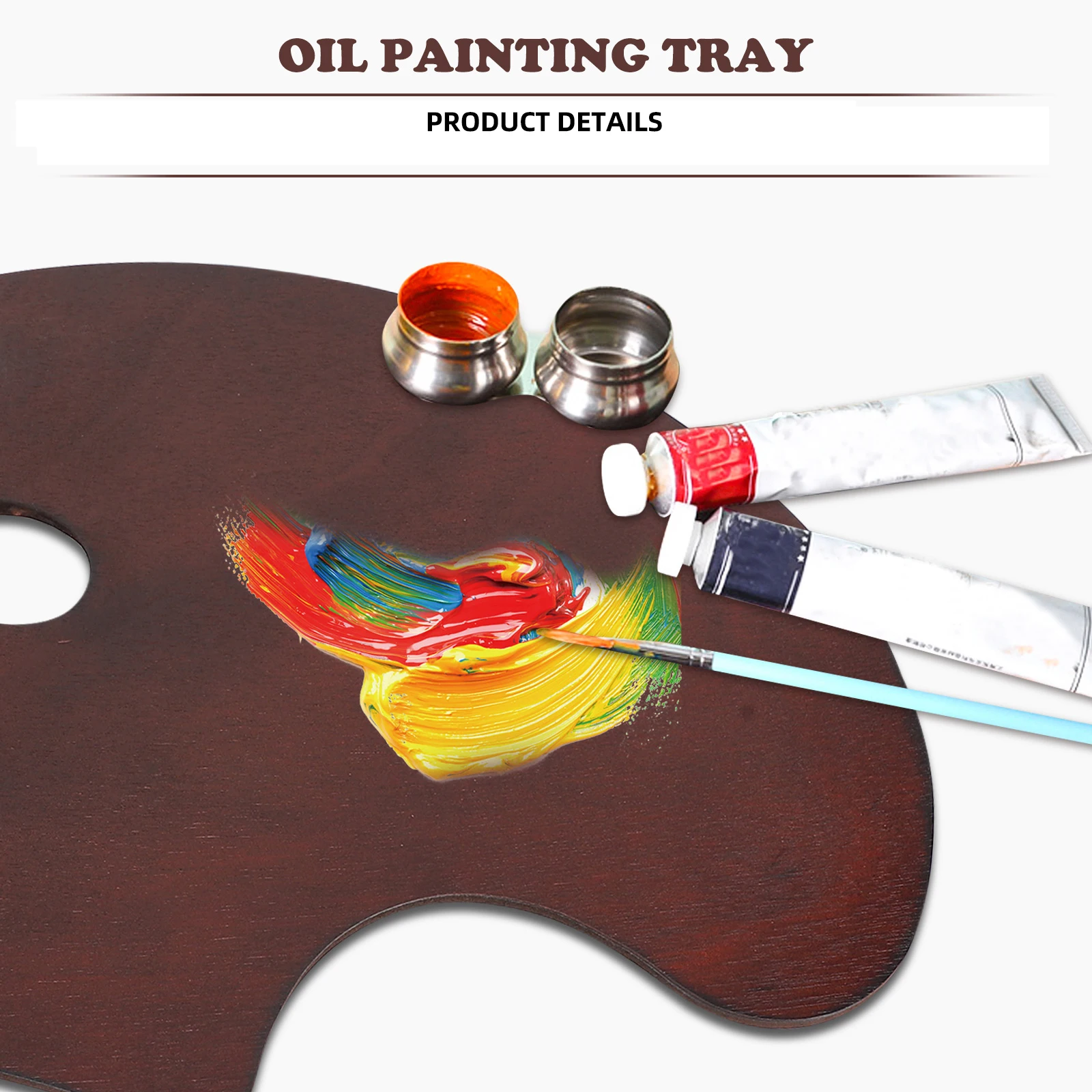 

1pc Wooden Painting Tray Durable Creative Color Mixing Plate Lightweight Art Tool For Diy Home Use Painting Accessories