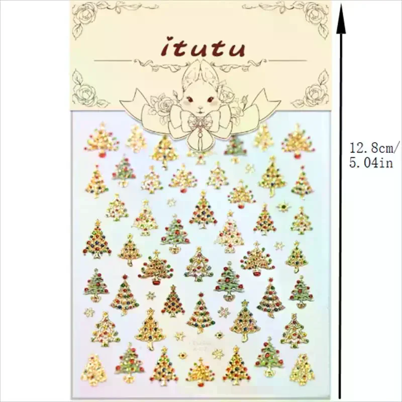 Bonito estilo de natal bola de cristal luzes coloridas árvore de natal arte do prego impressão adesivos manicure decalques adesivos decoração do prego presente