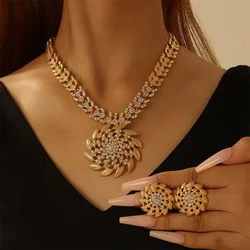 Fashion Sunflower Earrings Necklace Wedding Jewelr Set Party Acceroies For Woman