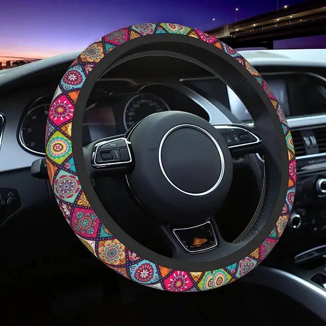 Cute Mandala pokrowiec na kierownicę 15 Cal dla kobiet dziewczęcy samochód SUV śmieszne akcesoria Auto pokrowce dekoracyjne do pakowania koła