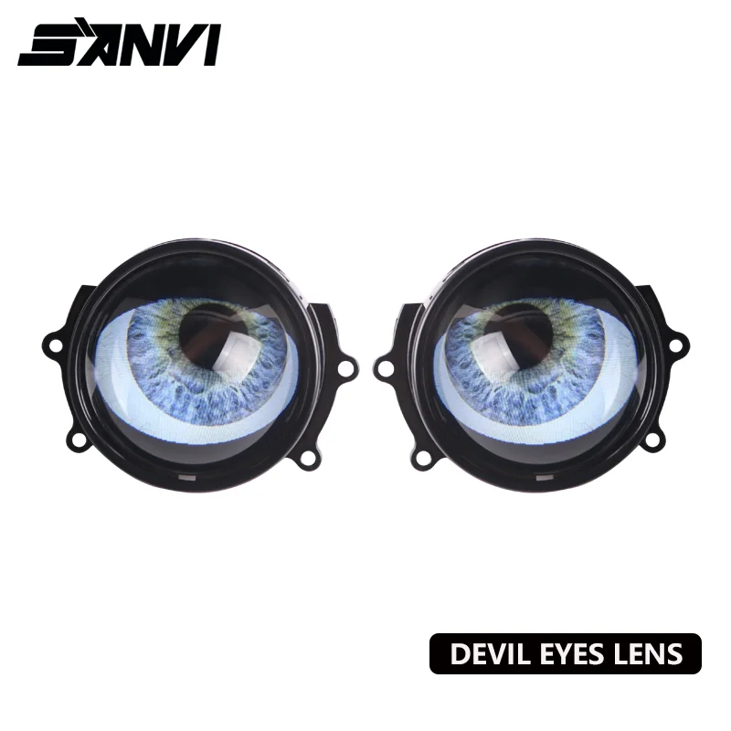 SANVI 2pcs 7th Devil Eyes Lens 3 Inch for 12v Car WIFI Control Eyes Retrofit Kits Fitting Car Light Accessories