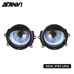 SANVI 2pcs 7th Devil Eyes Lens 3 Inch for 12v Car WIFI Control Eyes Retrofit Kits Fitting Car Light Accessories