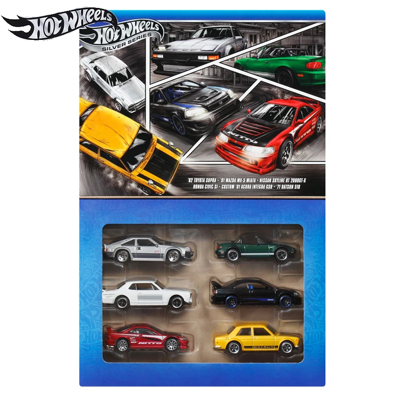

Автомобили Hot Wheels Silver Seires 82 TOYOTA SUPRA MAZDA MX-5 MIATA 1/64, литая металлическая модель игрушечного транспортного средства JBY77