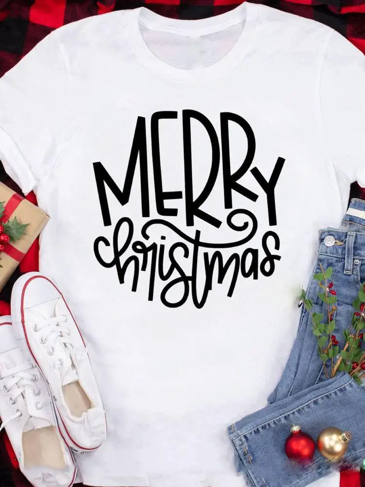 

Новогодний фестиваль, женская праздничная футболка, модный топ с принтом, одежда с буквенным принтом, рождественская одежда, футболки с графическим рисунком