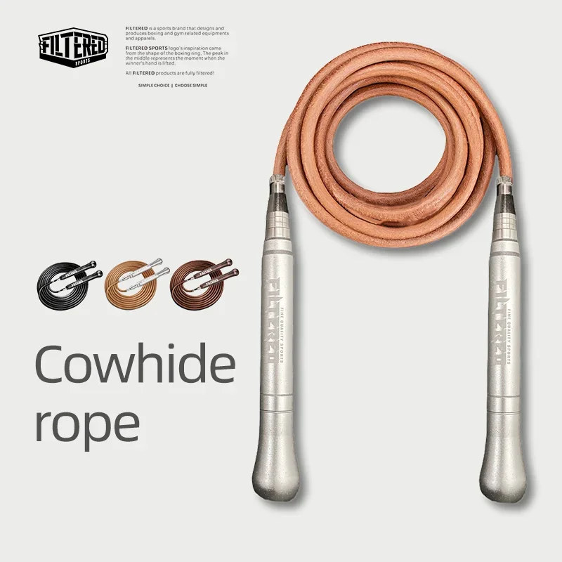 Filtered Sports Professional Weighted Jump Rope for Fitness Boxing Fat Burning Durable Leather with Anti-Slip Handle Rust JR01